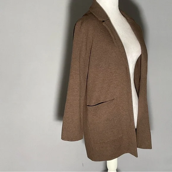 Quince Organic Cottin Knit Blazer Cardigan XS Brown Minimalist Capsule Wardrobe - Picture 11 of 16